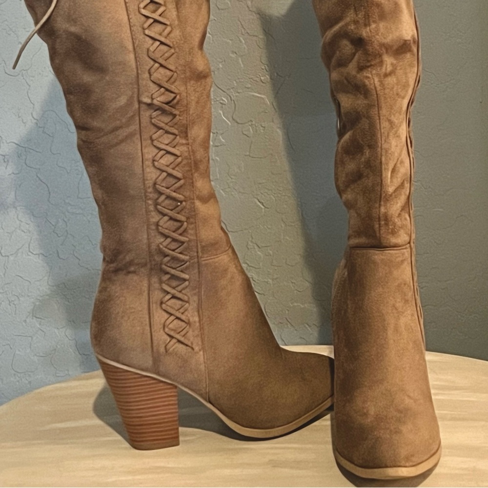Journee Collection Womens Heel Dress Boots Taupe